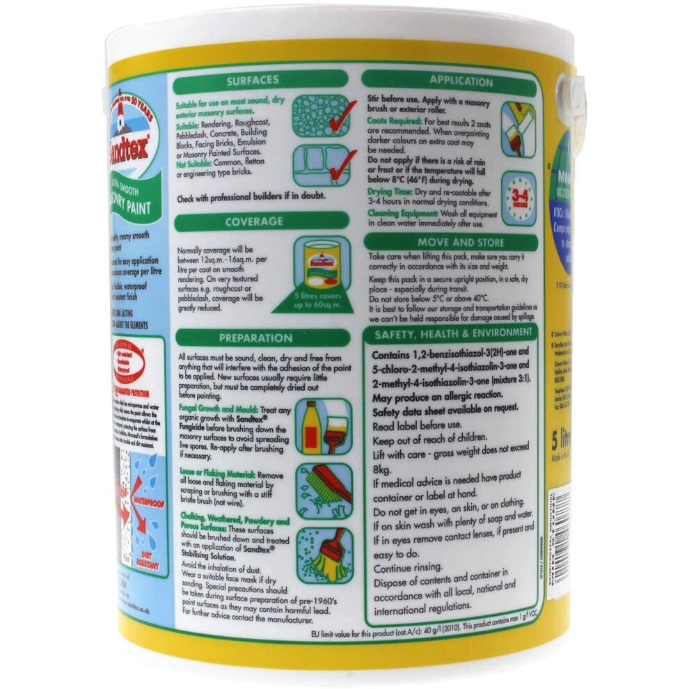 Sandtex 5L Smooth Masonry Paint Cotton Belt on OnBuy