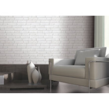 Light Grey / White - J30309 - Brick Effect - Muriva Wallpaper