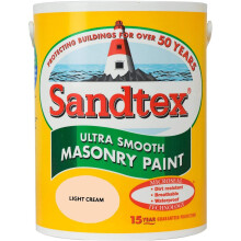 Sandtex 5L Smooth Masonry Paint - Light Cream, Flexible Microseal Finish Resists Peeling, Cracking & Flaking; Rainproof in 1 Hour