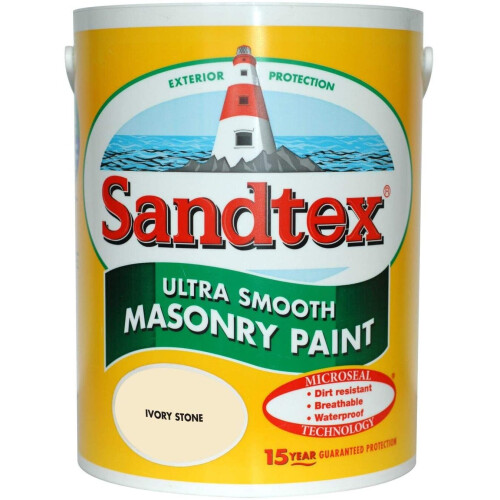 Sandtex Sandtex 5L Smooth Masonry Paint Ivory Stone