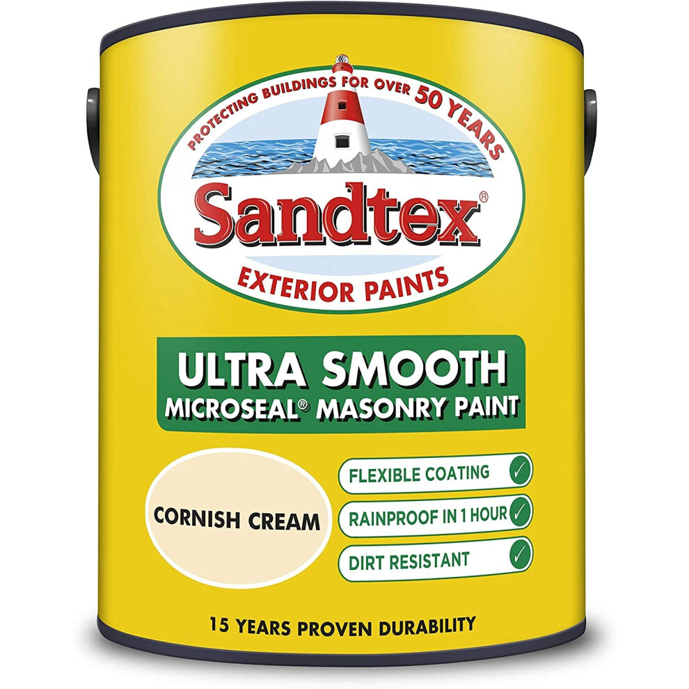 Sandtex 5L Smooth Masonry Paint Cornish Cream