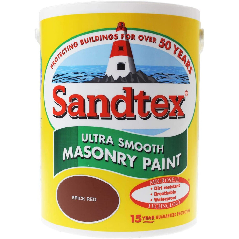 Sandtex 5L Smooth Masonry Paint Brick Red