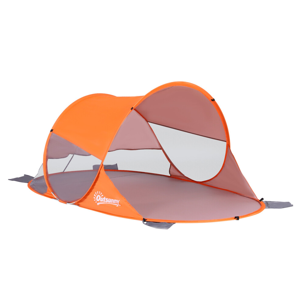 Outsunny Portable Pop-up Beach Shelter - Orange