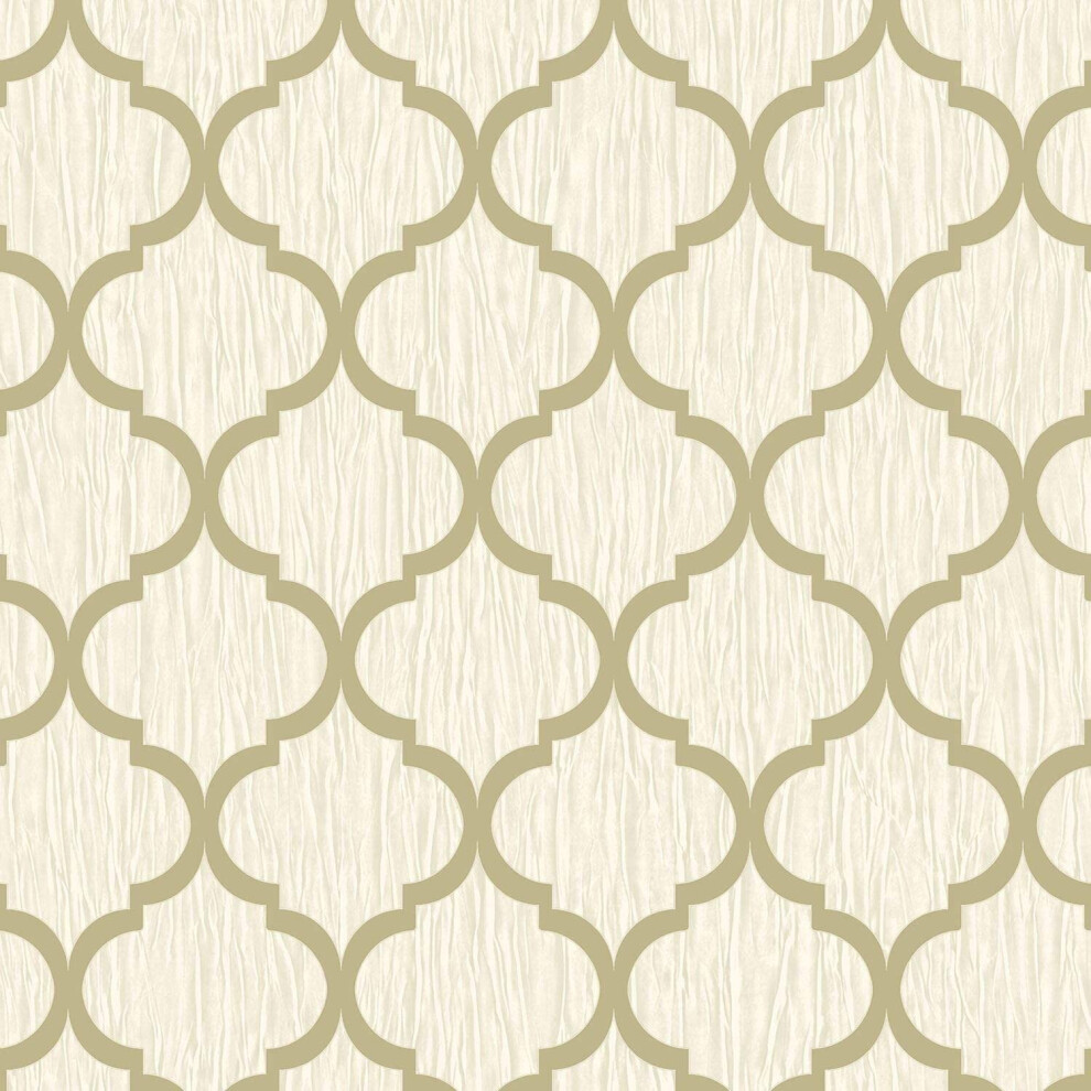 Debona Geo Wallpaper Metallic Smooth Textured Apex Triangles Trellis Diamonds - Ivory
