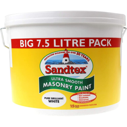 Sandtex Sandtex 7.5L Smooth Masonry Paint Pure Brilliant White