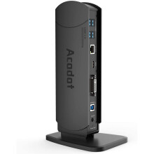 USB 3.0 Universal Laptop Docking Station, Acodot Dual Monitor Dock for Windows with Dual HDMI/ DVI/ VGA/ 6 USB Ports/ Gigabit Ethernet/ Audio