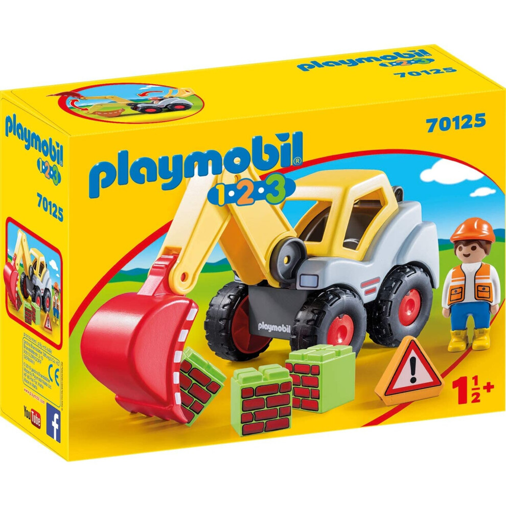 Playmobil 70125 1.2.3 Shovel Excavator For Children 18 Months+