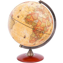 Exerz 30cm Antique Globe With A Wood Base - World Globe Rotating Vintage Decorative 30cm Diametre