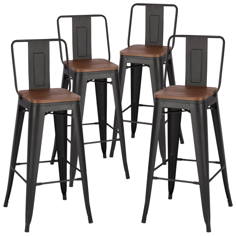 (4pcs chairs) Industrial Style Bar Table & High Chairs Metal Dining Set