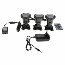 (3 Lights + 1 Remote) LED RGB Garden Pond Spotlight Submersible Light Aquarium Fountain Pool + Remote