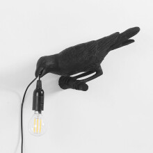 (Black wall lamp on the left) Modern Bird Table/Wall Lamps Resin Crow Desk Lamp Bedroom Sconce Light