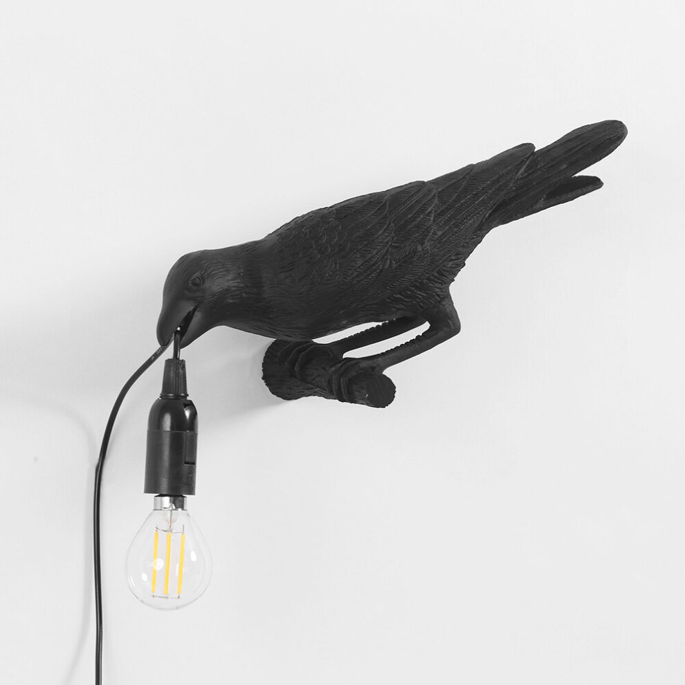 ( Wall Lamp On The Left) Modern Bird Table/Wall Lamps Resin Crow Desk Lamp Bedroom Sconce Black/Light