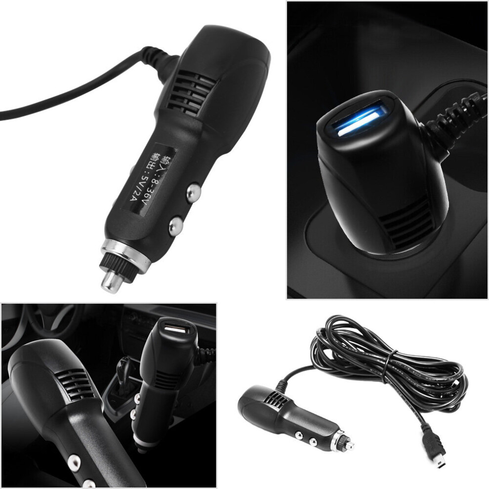 Universal Car Dash Cam Power Lead - 3.4m USB Charging Cable, 5V/2A, 12-24V Compatible, Flexible ABS/PC Cable with Overload Protection