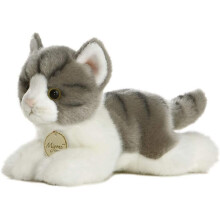 Plush/Soft/Cuddly Toy - Aurora/MiYoni - TABBY CAT Grey/White - Plush Soft Toy