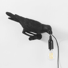 (Black wall lamp on the right) Bird Table Lamps Resin Crow Desk Lamp Bedroom Wall Sconce Light