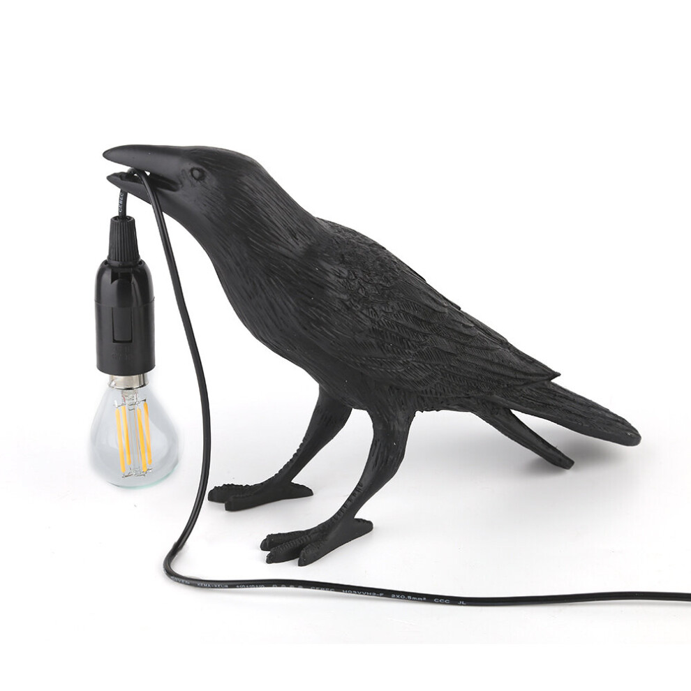 ( Table Lamp) Bird Table Lamps Resin Crow Desk Lamp Bedroom Wall Sconce Black/Light