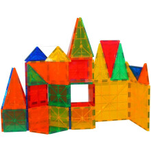 Mag-Genius Award Winning building Magnet Tiles Blocks Clear Colors 3D Brain Building Blocks, Set Of 60 Piece