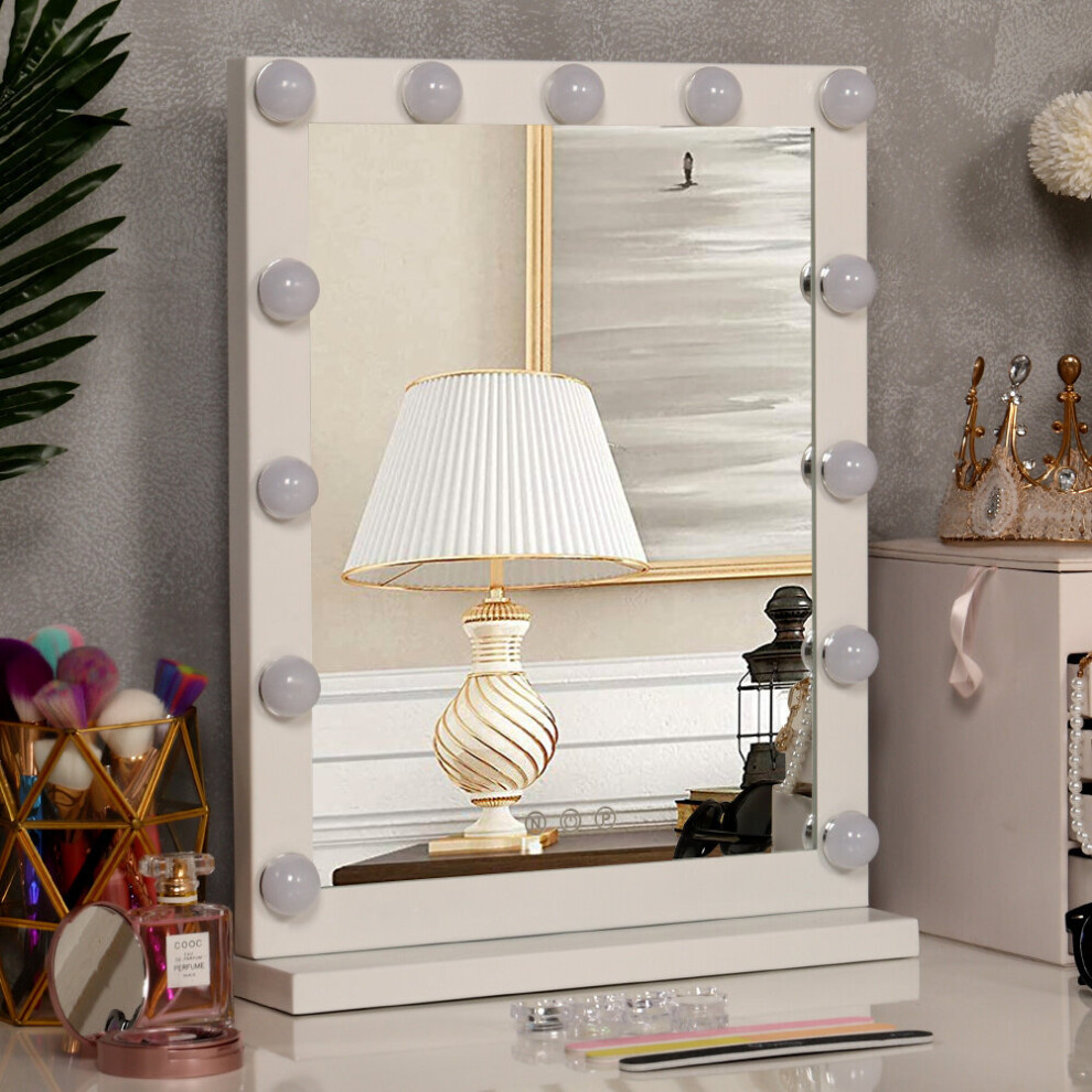 Living And Home (13Leds: 42*52Cm) Hollywood Dimmable Led Lights Makeup Mirror Dressing Table Mirror Red
