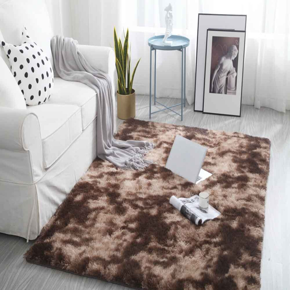 ( brown) Rugs Anti-Slip Shaggy Rug Super Soft Mat Living Room Bedroom Carpet