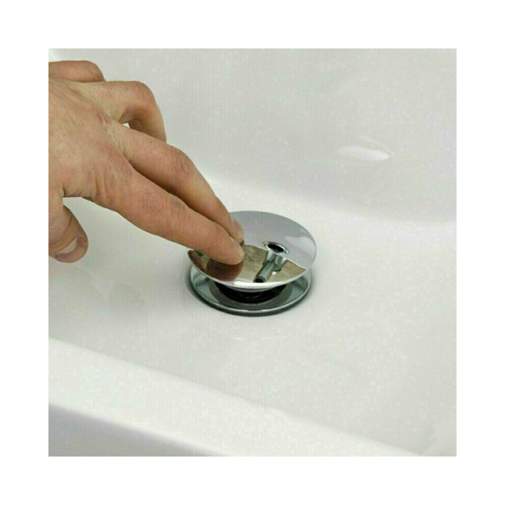 Modern Basin Bathroom Sink Chrome Tap Push Button Pop Up Waste Plug Kit Slotted