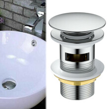 Pop Up Basin Waste Slotted Bathroom Sink Push Button Click Clack Plug Kit Tool
