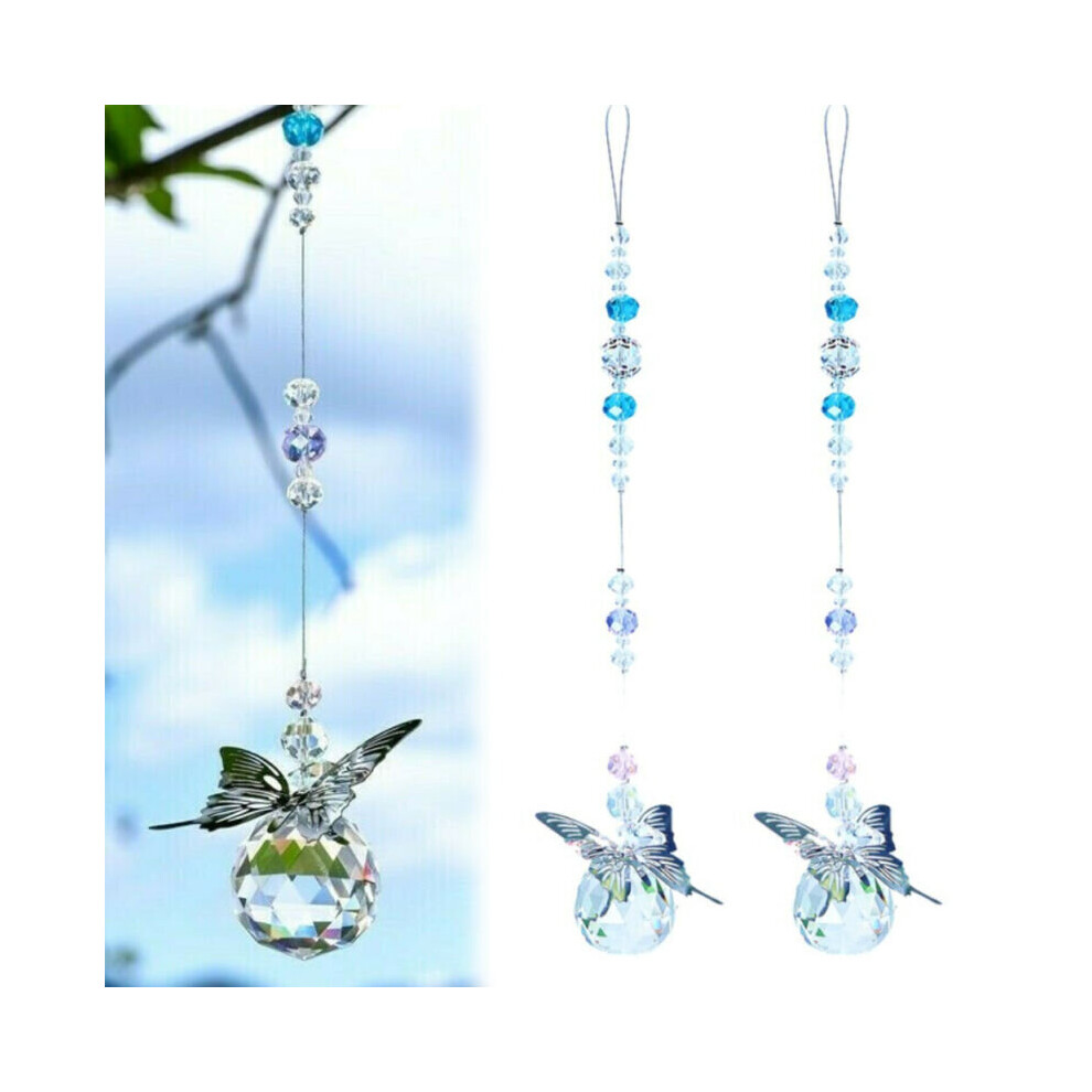 Butterfly Beads Rainbow Hanging Crystal Prism Suncatcher Pendant Window Decor