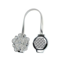 (Silver, 2pcs) Pair Of Magnetic Curtain Tiebacks Crystal Tie Backs Buckle Clips Holdbacks Decor