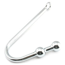 Double Balls Anal/Vaginal Steel Bondage Hook, Rope Master, Silver