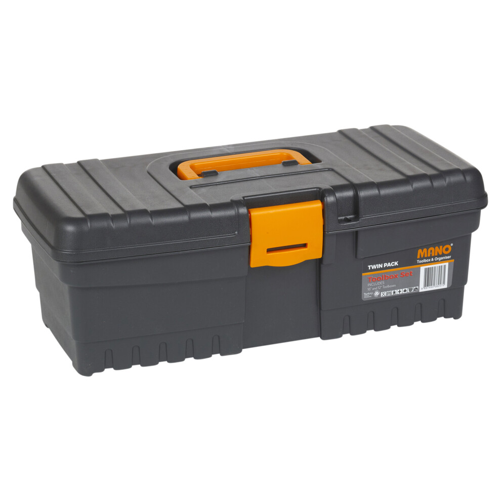 (12" & 16" Twin Pack) Lockable Tool Box + Removable Storage Compartments