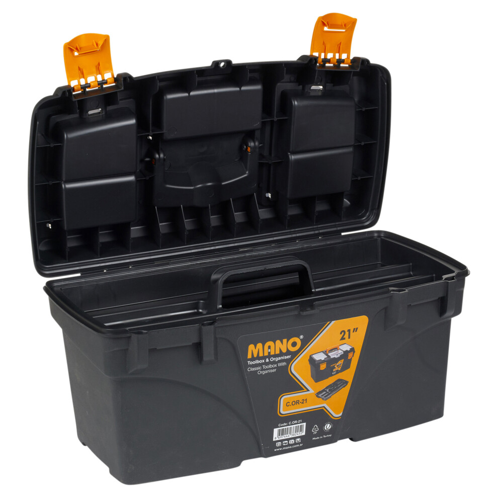 (21" Box) Lockable Tool Box + Removable Storage Compartments