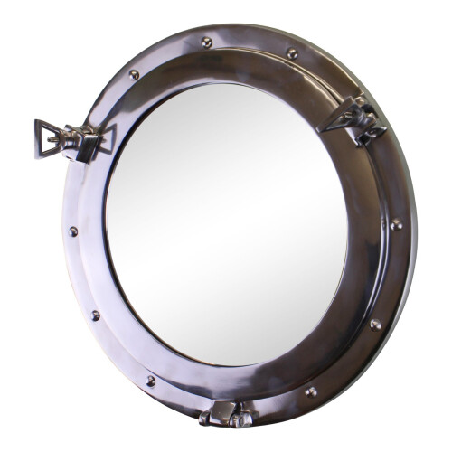 Silver Metal Port Hole Mirror, 40cm 1
