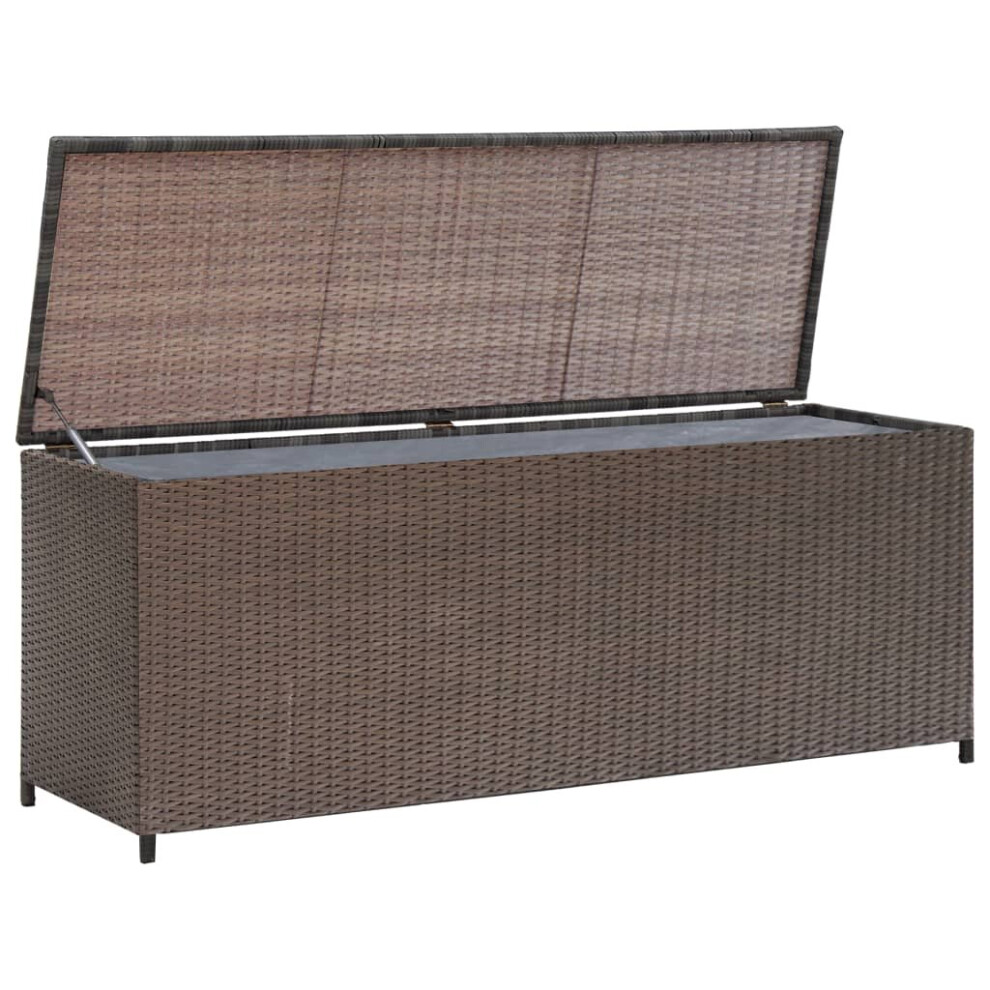 vidaXL Garden Storage Chest Poly Rattan Brown Outdoor Patio Utility Box Case