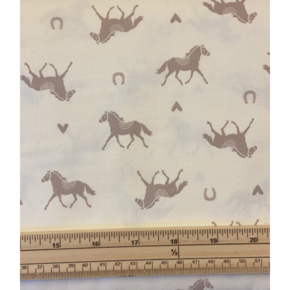 Fat Quarter Hot To Trot Light Chocolate Brown Horses Cotton Quilting Fabric