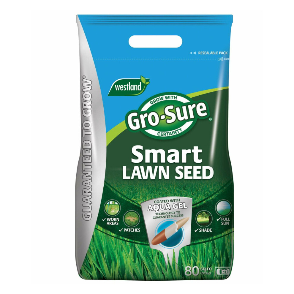 Westland Gro-Sure Aqua Gel Coated Smart Grass Lawn Seed, 80 M2, 3.2 Kg