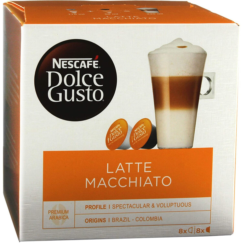 NESCAFÃ Dolce Gusto Latte Macchiato Coffee Pods 16 Capsules (Pack of 1 - Total 16 Capsules, 8 Servings)