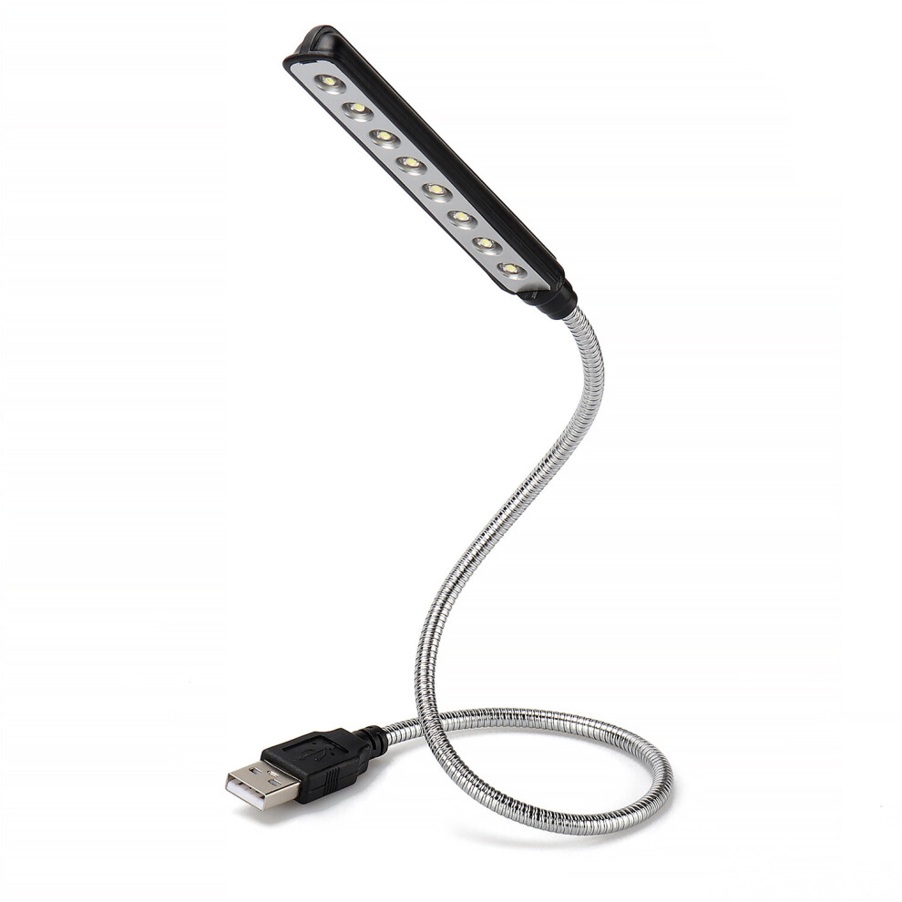 (Black) USB Keyboard Light - 8 LED Reading Lamp with Flexible Gooseneck - Daffodil ULT05