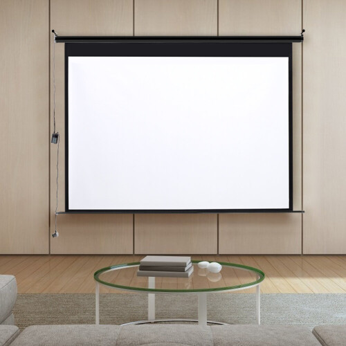 Living And Home 72" Electric Pull-Down Projector Screen 4:3 White Matte Home Cinema 2