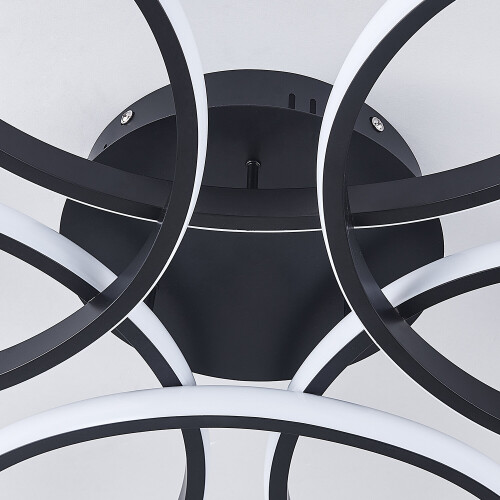 Living And Home (Black, 58cm-Cool White) Modern LED Ceiling Light Chandelier Lamp Flower Shape 2