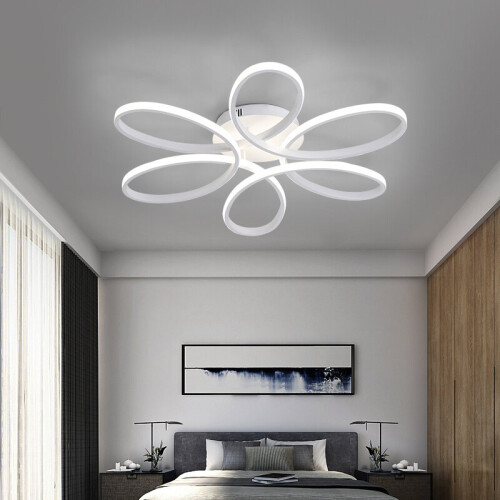 Living And Home (White, 58cm-Cool White) Modern LED Ceiling Light Chandelier Lamp Flower Shape 1