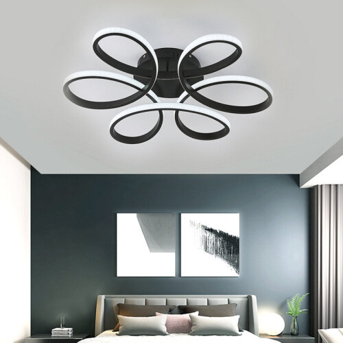 Living And Home (Black, 58cm-Cool White) Modern LED Ceiling Light Chandelier Lamp Flower Shape 1