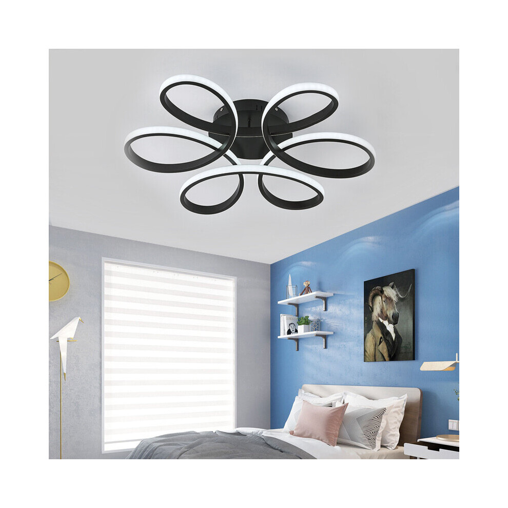 (Black, 74cm-Cool White) Modern LED Ceiling Light Chandelier Lamp Flower Shape