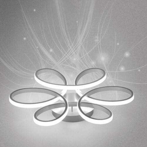Living And Home (White, 58cm-Cool White) Modern LED Ceiling Light Chandelier Lamp Flower Shape 2