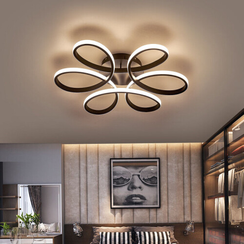 Living And Home (Black, 74cm-Dimmable) Modern LED Ceiling Light Chandelier Lamp Flower Shape 1