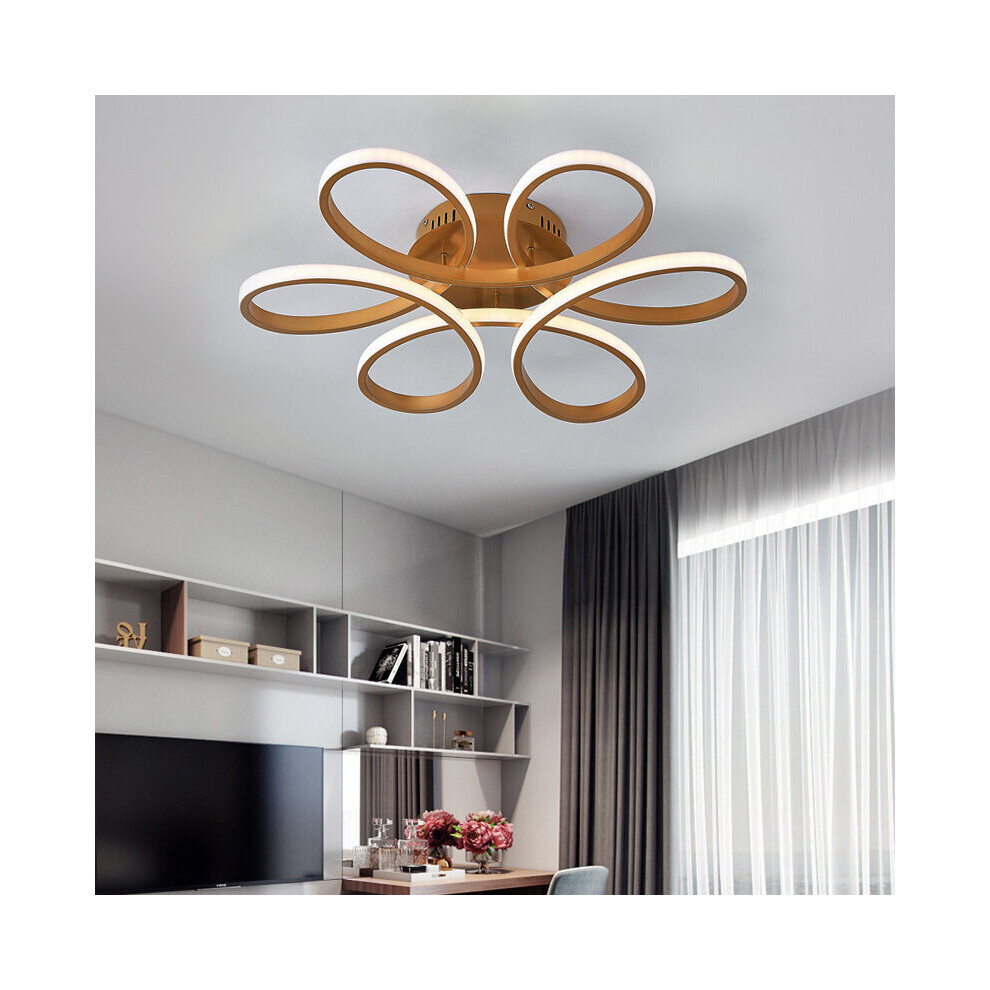 (Gold, 74cm-Cool White) Modern LED Ceiling Light Chandelier Lamp Flower Shape