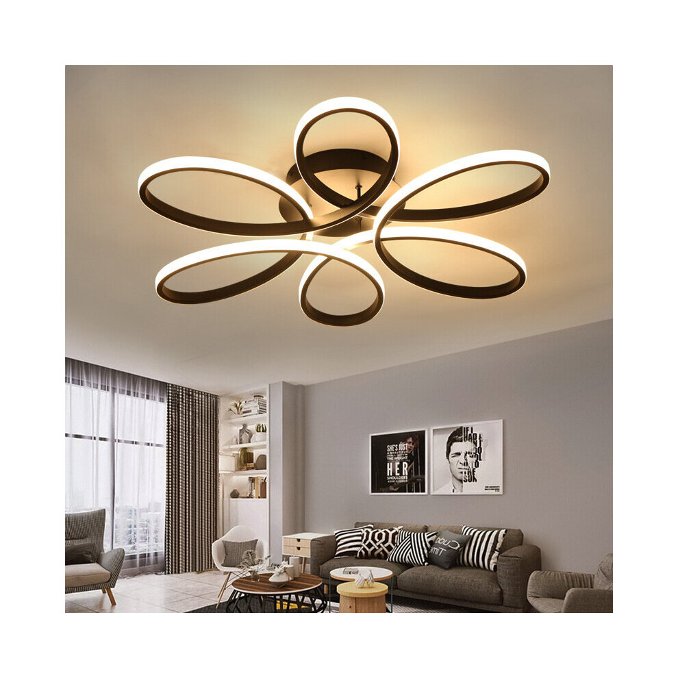 (Black, 58cm-Dimmable) Modern LED Ceiling Light Chandelier Lamp Flower Shape