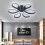 Living And Home (Black, 74cm-Dimmable) Modern LED Ceiling Light Chandelier Lamp Flower Shape 4