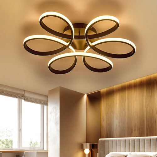 Living And Home (Black, 74cm-Dimmable) Modern LED Ceiling Light Chandelier Lamp Flower Shape 2