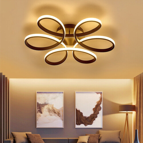 Living And Home (Black, 74cm-Dimmable) Modern LED Ceiling Light Chandelier Lamp Flower Shape