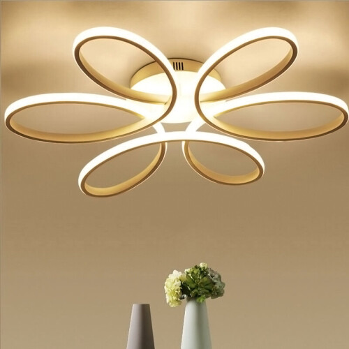Living And Home (White, 58cm-Dimmable) Modern LED Ceiling Light Chandelier Lamp Flower Shape 1