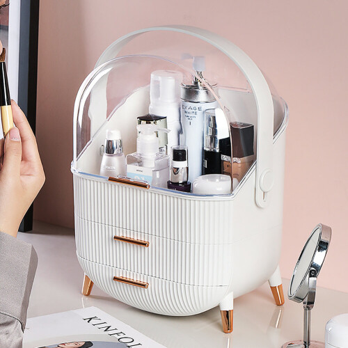 Living And Home (White) Make Up Cosmetic Organiser Tidy Storage with Handle Drawers 1